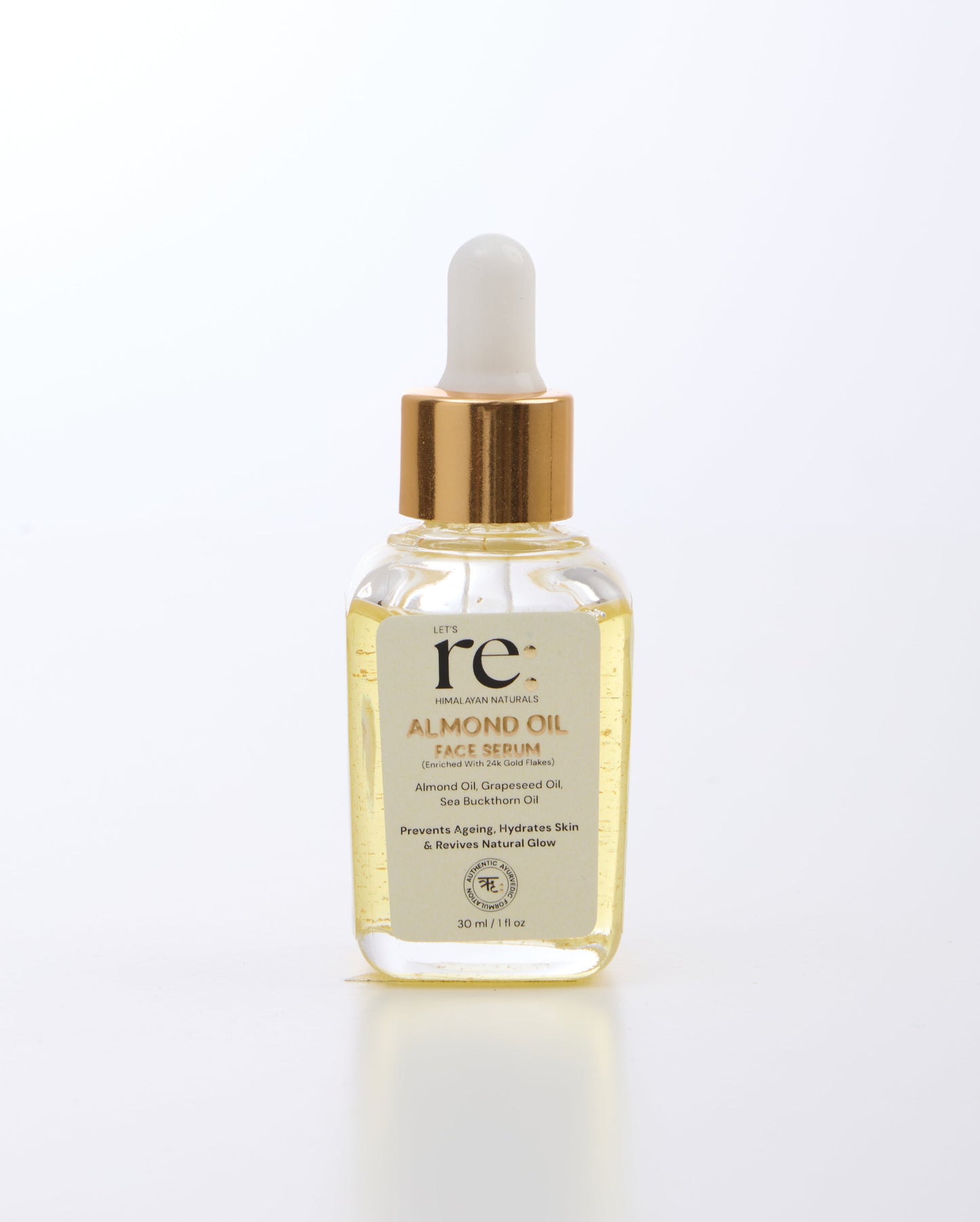Almond Oil Face Serum with 24K Gold Flakes for Radiant Glow